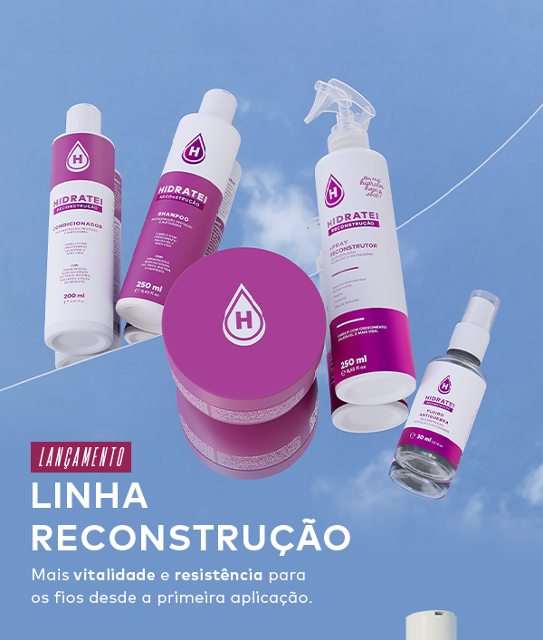 Reparador. Umectante. Termoprotetor. Pré-poo. Redutor de frizz. Selador. Efeito Gloss. Lançamento Óleo Multifuncional Hidratei