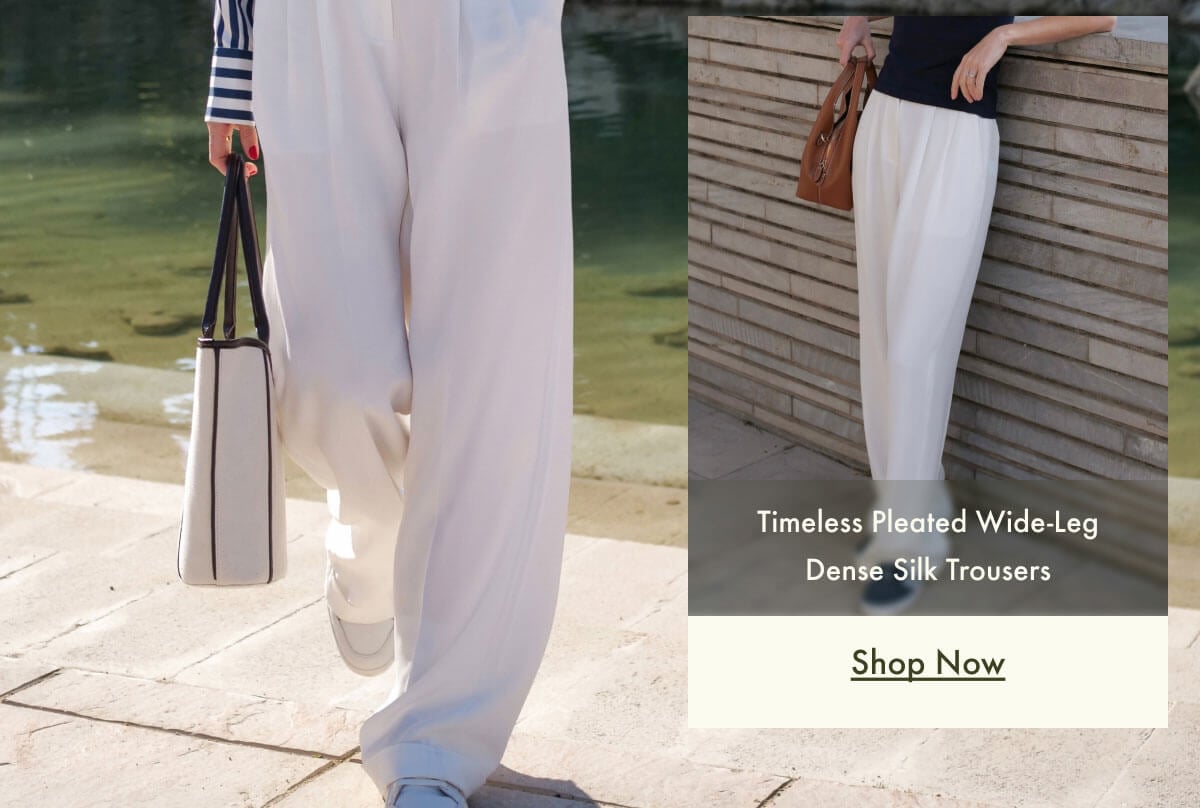 Timeless Pleated Wide-Leg Dense Silk Trousers