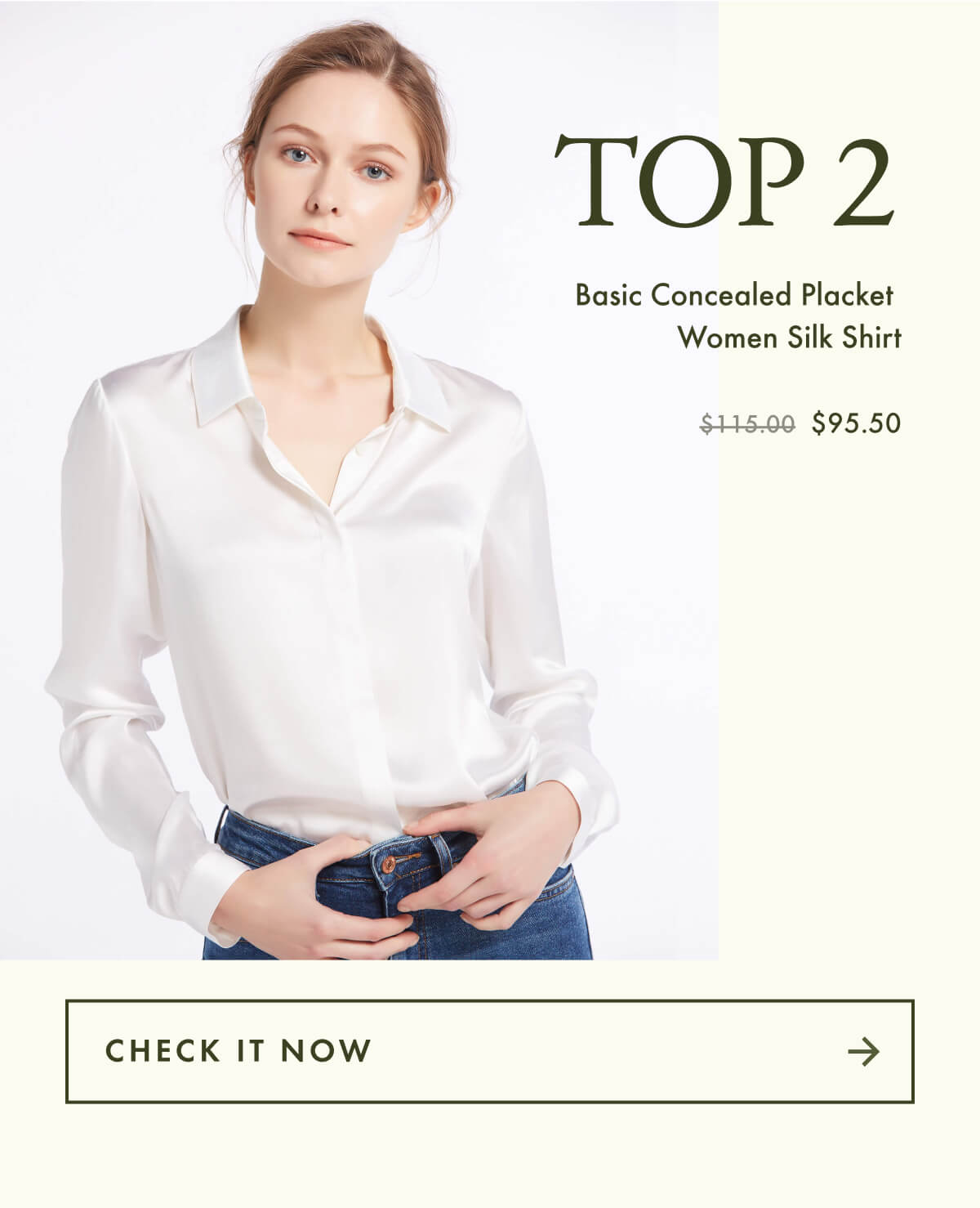 Basic Concealed Placket women Silk Shirt