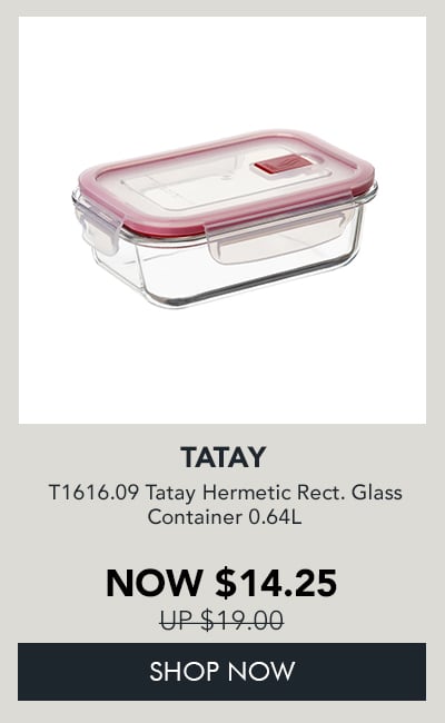 T1616.09 Tatay Hermetic Rect. Glass Container 0.64L