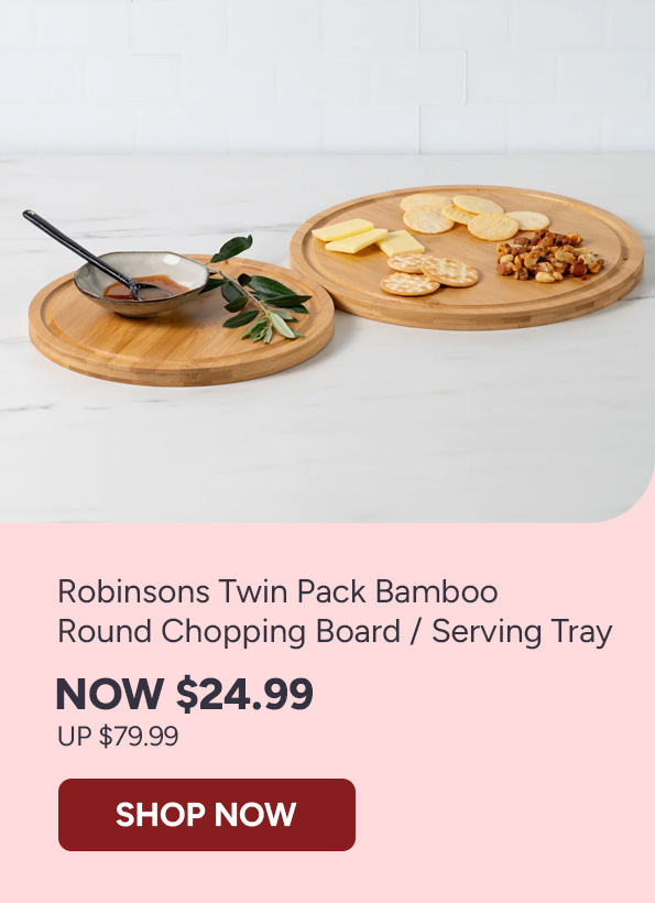 Robinsons Twin Pack Bamboo Round Chopping Board / Serving Tray