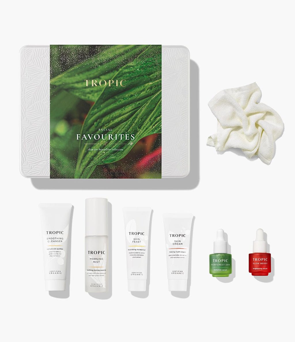 FACIAL FAVOURITES skincare bestsellers collection FROP 1 TROPIC TROPIC TROPIC TROPIC voRNING 